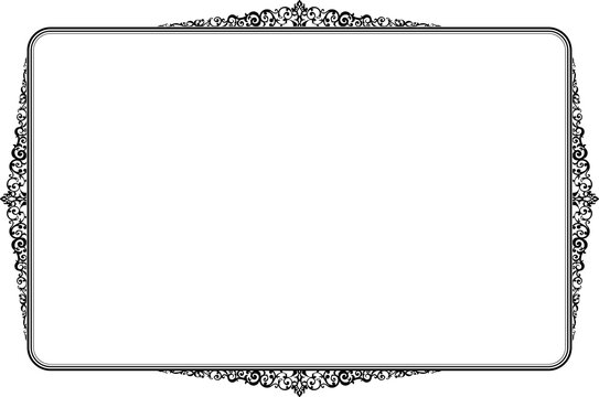 Elements of ornate vintage frames. Border black on white classic calligraphy swirls, floral motifs. Design print for greeting cards, wedding invitations, restaurant menu, royal certificates. Set 25
