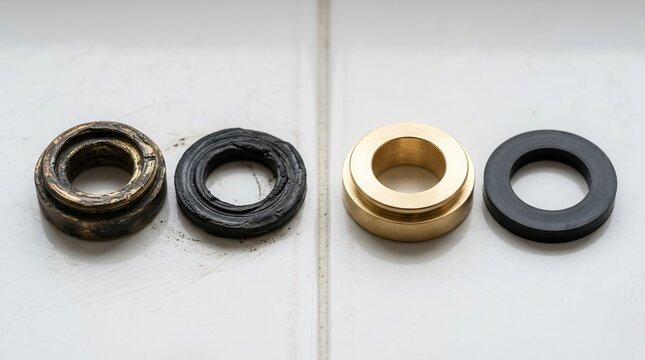 A Comparative Study of Worn Brass and Rubber Faucet Washers for Professional Home Repair and Maintenance Projects