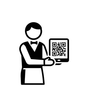 Waiter presenting QR code menu icon