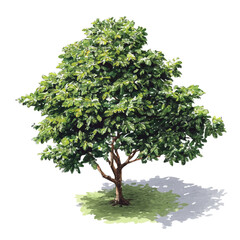 Fototapeta premium Teak Tree, isolated watercolor element on white background