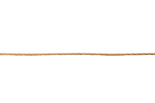 Straight natural jute twine line stretched horizontally
