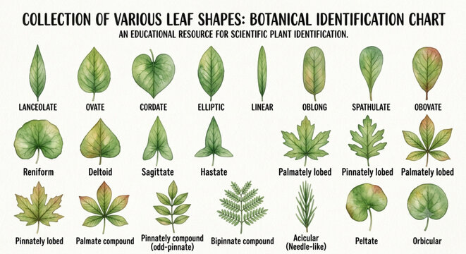 Leaf Shapes Botanical Educational Chart