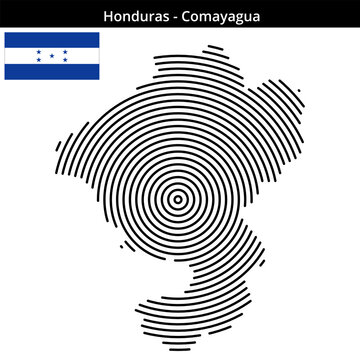 Map of Honduras region Comayagua in concentric medium size outlines