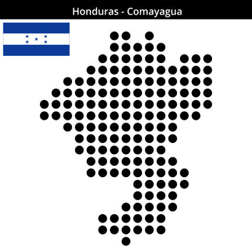 Map of Honduras region Comayagua in large size dots