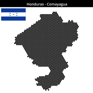 Map of Honduras region Comayagua in small hexagonal dots