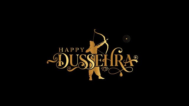 Happy Dussehra Festival Celebration with Lord Rama and Bow Arrow.