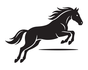 Fototapeta premium Art & IllustrationMinimalist black silhouette of a galloping horse illustration isolated on white background with galloping silhouette isolated movement majestic minimalist stallion strength creative 