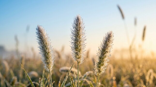 Dewy grass stalks