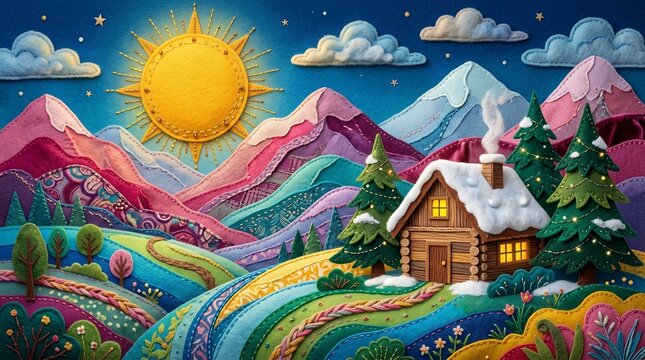 Felt craft landscape
