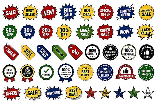 Sale Tag Price Label Collection Best Seller New Hot Deal Discount Badge Vector Pack