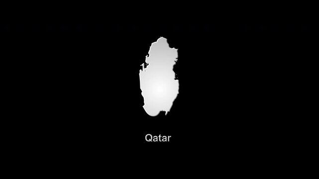 Glowing digital qatar map forming animation