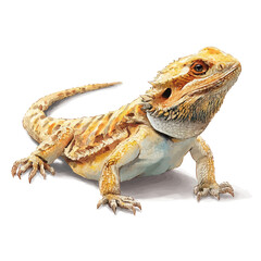 Obraz premium Bearded Dragon, realistic watercolor artwork on white background