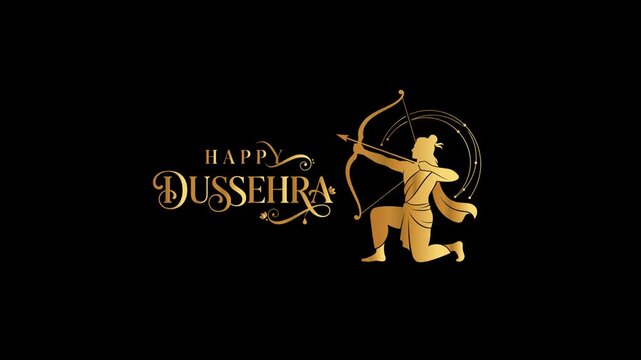 Happy Dussehra Festival Celebration with Lord Rama and Bow and Arrow.
