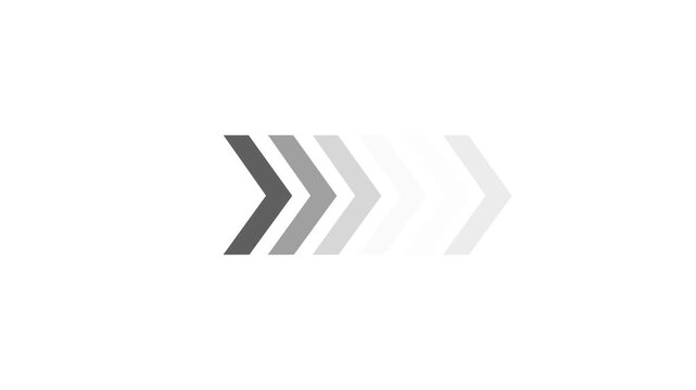White Arrow Chevron Icon Animation Flashing Fast Forward Progress Symbol Loop Isolated on white Background Motion Graphic Video Asset