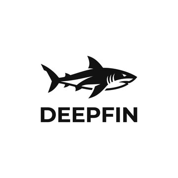 Black Shark Logo Deepfin Brand Symbol.