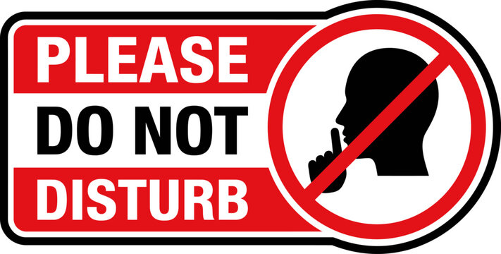 Red and white please do not disturb sign with silence icon graphic