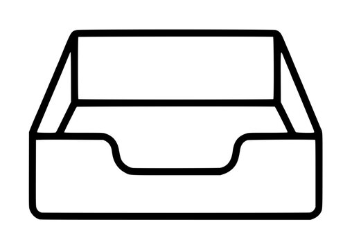 Hand-traced vector icon illustrating a classic office inbox outbox desk tray with stacked compartments for sorting mail and paperwork