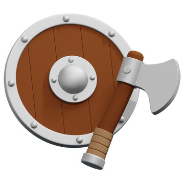 3D Viking Shield And Axe