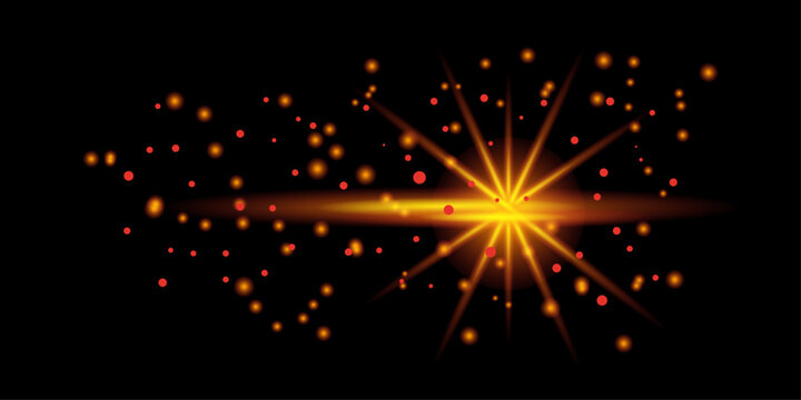 Abstract background featuring a vibrant light effect with coloring light particles and glowing lens flare on black