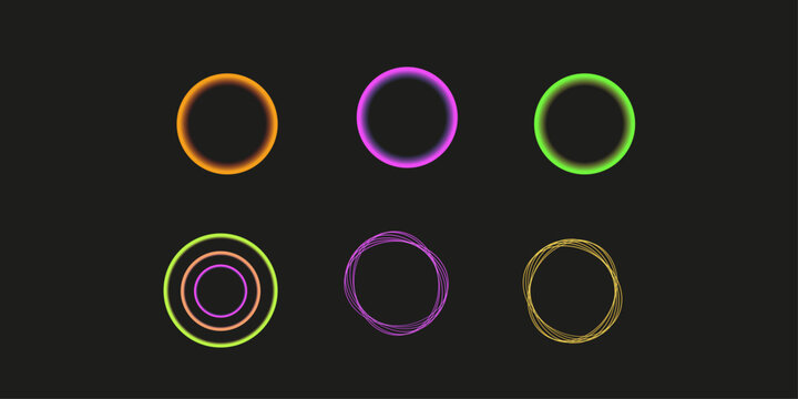 Abstract circular light effect with vibrant coloring light elements set against a dark background for design projects