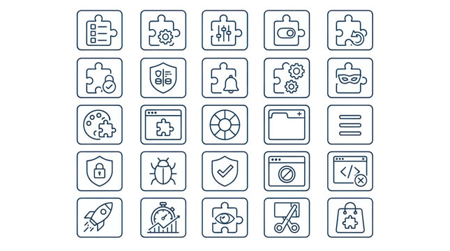 Web browser extension and software plugin icon set