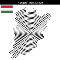 Fototapeta premium Map of Hungary region Bács-Kiskun in concentric medium dots