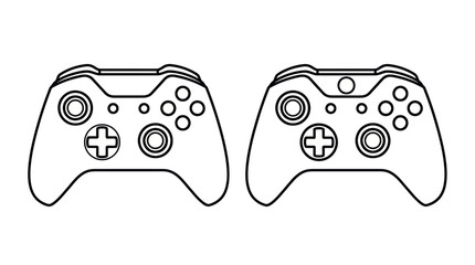 Video game controller gamepads outline icon pair. © muhammad