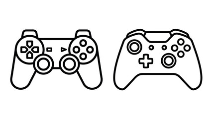 Video game controller pair line icons. © muhammad