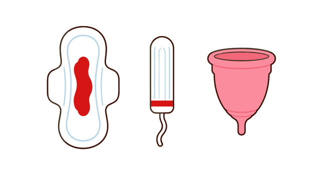 Menstrual hygiene products set with pad tampon and cup