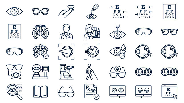 Vision correction and optical equipment service icons.