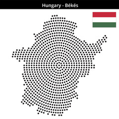 Fototapeta premium Map of Hungary region Békés in concentric medium dots
