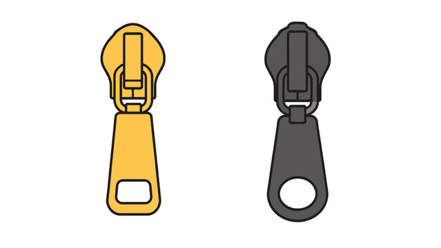Realistic metal zipper pull tabs isolated on white background