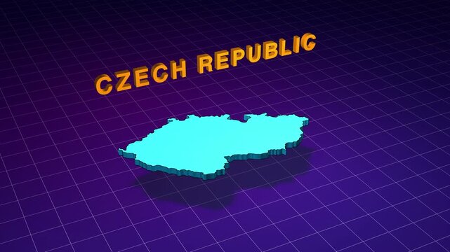 Czech republic map floating on a grid