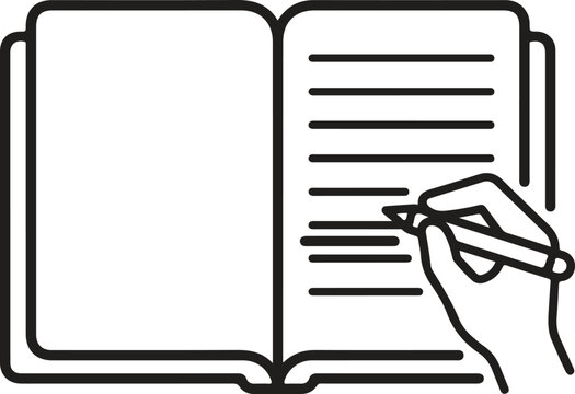 Open Notebook Writing Journal Line Art Vector Icon
