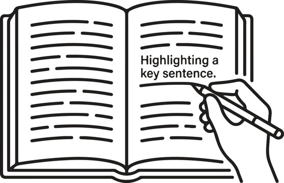 Textbook Annotation Key Sentence Line Art Vector Icon