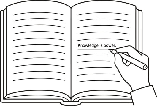Open Book Underlining Knowledge Line Art Vector Icon