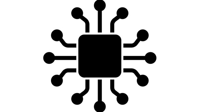 CPU microprocessor silhouette icon vector illustration representing computer hardware and technology