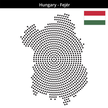 Map of Hungary region Fej&eacute;r in concentric medium dots