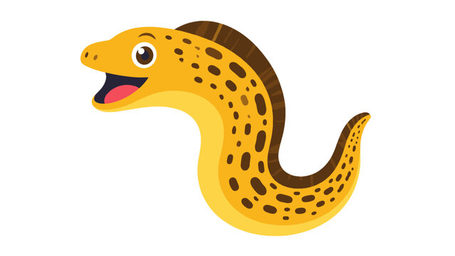 Cute spotted moray eel cartoon vector isolated on white