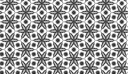 Fototapeta premium Black and White Floral Pattern Background