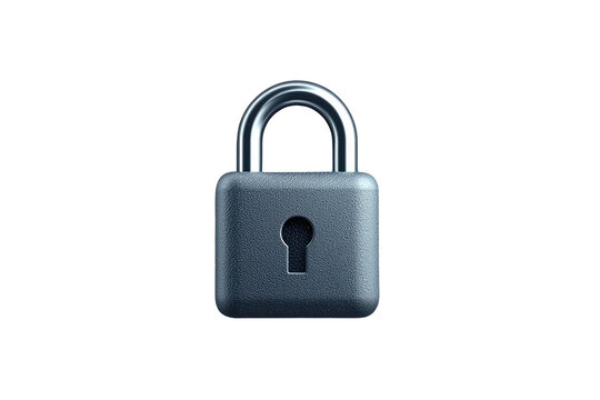Dark gray square padlock with keyhole isolated on transparent background