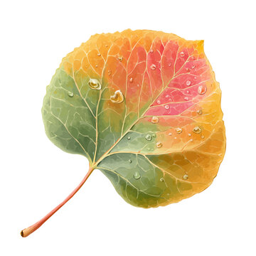Aspen Leaf, watercolor clipart isolated on white background