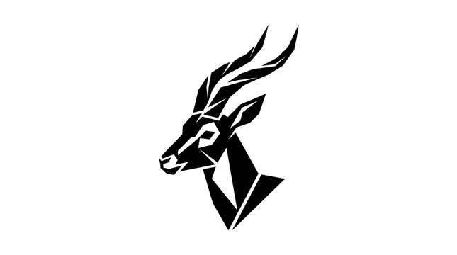 Modern antelope head icon with curved horns.