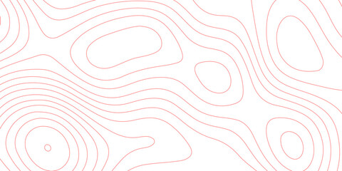 Topographic map line background abstracts red contour lines vector pattern, topographic land elevation geography grid outline mountain relief surface terrain height map design element. © Abu Bokkor Siddique