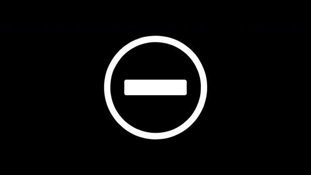 Negative symbol appearing with a digital glitch animation