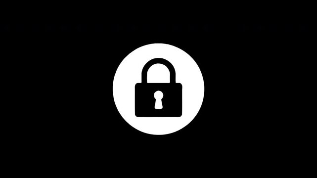 Digital padlock icon revealing animation concept