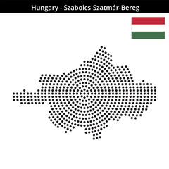 Fototapeta premium Map of Hungary region Szabolcs-Szatmár-Bereg in concentric medium dots