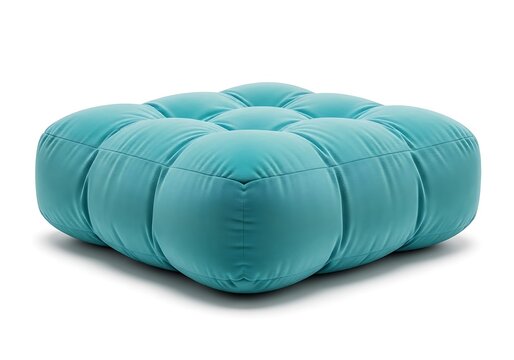 Modern turquoise square ottoman or soft footstool for living room furniture design