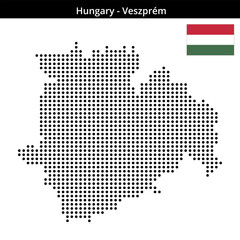 Obraz premium Map of Hungary region Veszprém in medium size dots