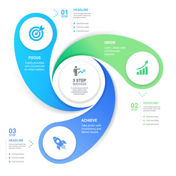 Modern Infographic Options Banner Template with Business Process Steps Circle Elements Arrow Layout and Paper Style Vector Design for Web Presentation Brochure and Information Graphics